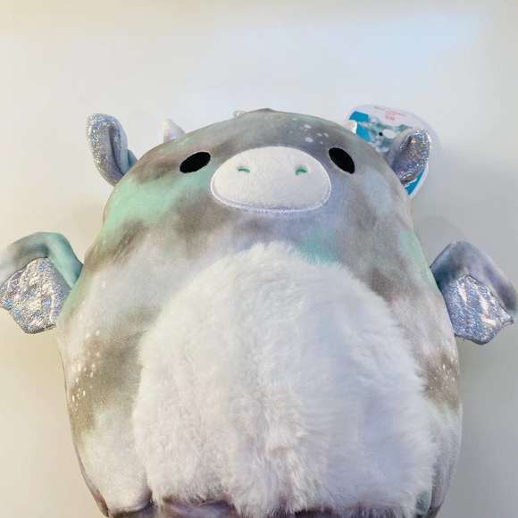 Squishmallow Will Dragon 12" Plush Green Furry Belly Cloudy Sky Camo Animal Soft - Picture 9 of 13
